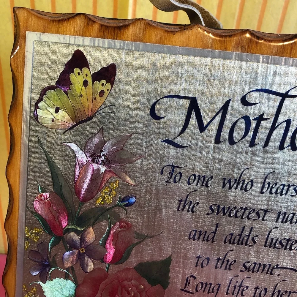 Scafa Art Hanging Wood Plaque Vintage Decor Mother Poem